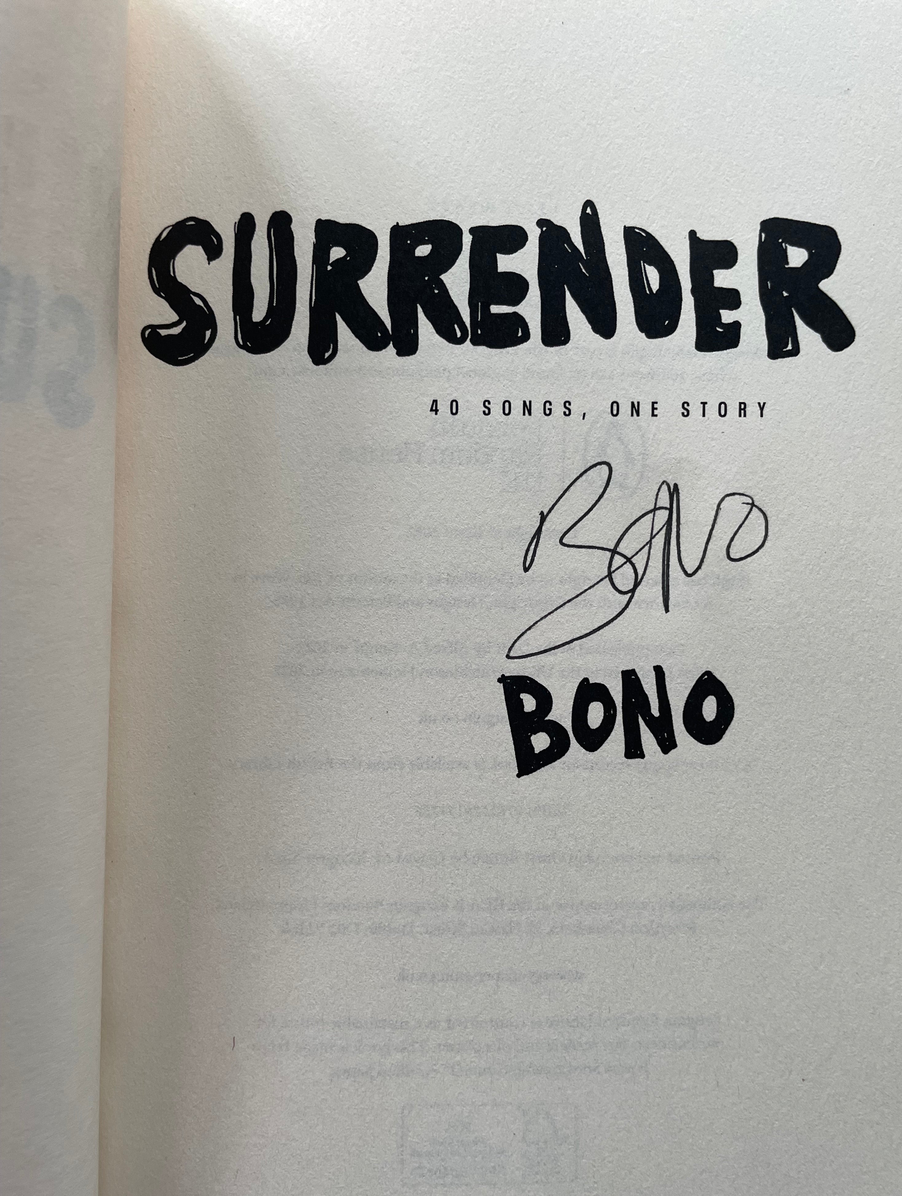 Surrender Bono Signed First Edition SOLD OUT AUTOGRAPHED popular U2 RARE